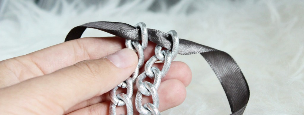 DIY bransoletka łańcuch ze wstążką