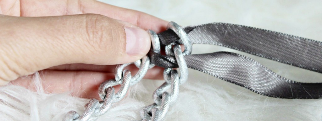 DIY bransoletka łańcuch ze wstążką